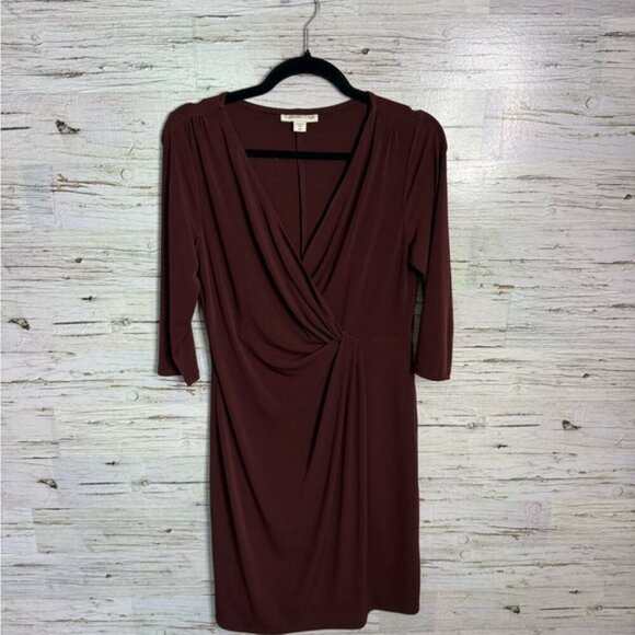 Coldwater Creek Red Ruched Wrap Midi Dress size 8P - Picture 1 of 7